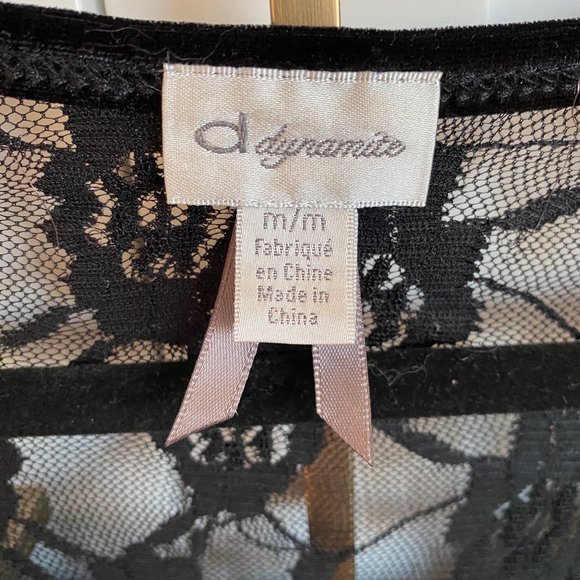 Dynamite Black Velvet Bodycon Dress with Lace Back - Size Medium - Picture 4 of 4